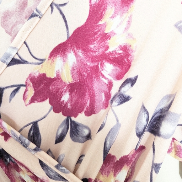 Pink Blush- Floral Faux Wrap Maternity Maxi Dress - Picture 4 of 4